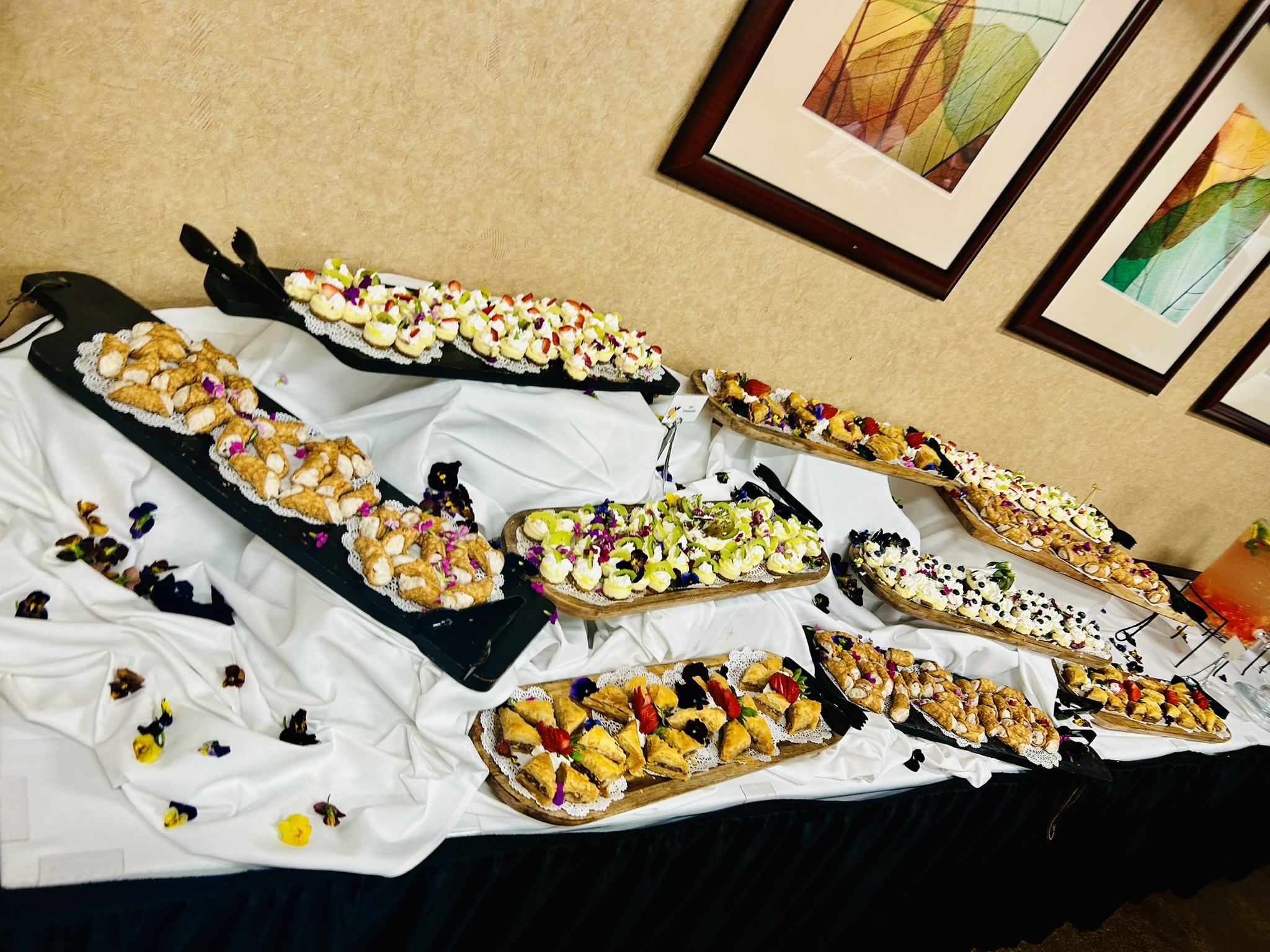 A lavish buffet line at a large wedding reception in Atlanta, catered by Fraser Fusion Co.